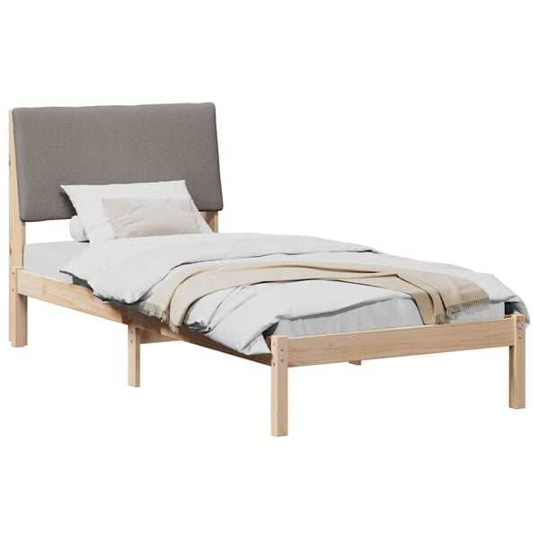 vidaXL Bedframe Bruin en taupe 90 x 190 cm Massief grenenhout
