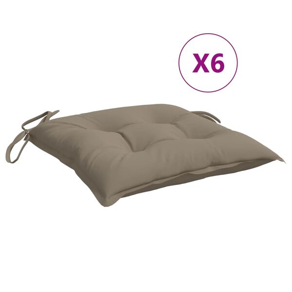 vidaXL Stoelkussens 6 st 40x40x7 cm oxford stof taupe