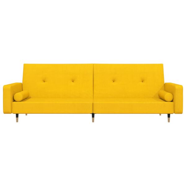 vidaXL Slaapbank 2-zits met 2 kussens fluweel geel