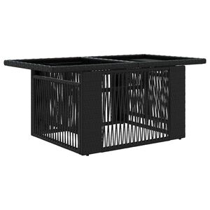 vidaXL Tuinstafel Zwart 100 x 55 x 37 cm PE Rattan en Glas
