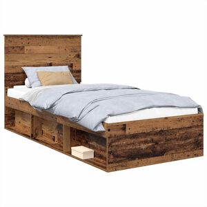 vidaXL Bedframe met hoofdeinde Oudhout 100 x 200 cm Massief grenenhout