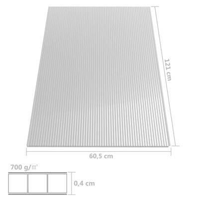 vidaXL Polycarbonaatplaten 8 st 4 mm 121x60 cm