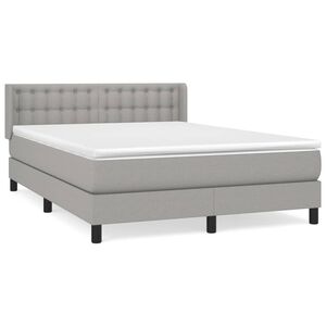 vidaXL Boxspring met matras stof lichtgrijs 140x190 cm