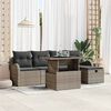 vidaXL Tuin Sofa Set met kussen met opslag 6 pcs Grijs Poly riet