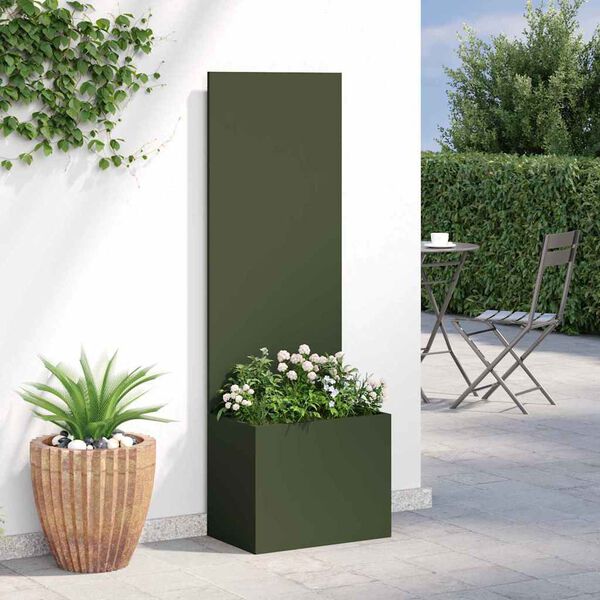 vidaXL Tuin Privacy Screen Olijfgroen 50 x 140 cm Koudgewalst staal