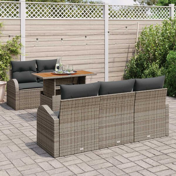 vidaXL Tuin Sofa Set met kussen 6 pcs Grijs