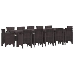 vidaXL Tuin Eetset met kussen 13 pcs Bruin Rattan