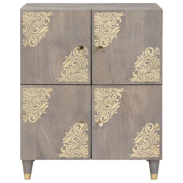 vidaXL Dressoir Grijs en Goud 60 x 33 x 75 cm Massief Mango Hout