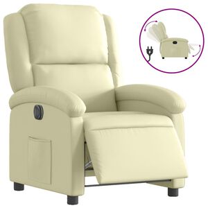 vidaXL Fauteuil elektrisch verstelbaar echt leer cr&egrave;mekleurig