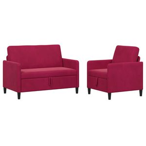 vidaXL Bankenset met opbergruimte 2 st Wijnrood Polyester