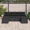 vidaXL Tuin Eetset 6 pcs Zwart Poly Rattan en Poedergecoat Staal