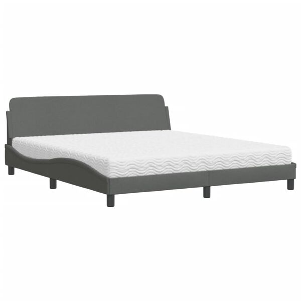 vidaXL Bed met matras "Dover" stof donkergrijs 180x200 cm