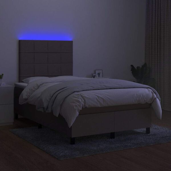 vidaXL Boxspring met matras en LED stof taupe 120x190 cm