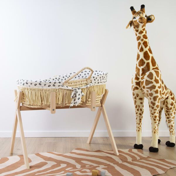 CHILDHOME Mozesmand raffia met matras en hoes luipaardprint