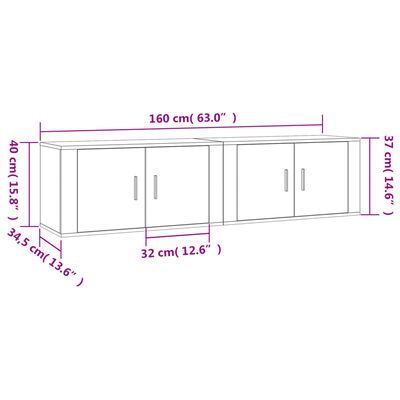 vidaXL Tv-wandmeubels 2 st 80x34,5x40 cm bruin eikenkleur