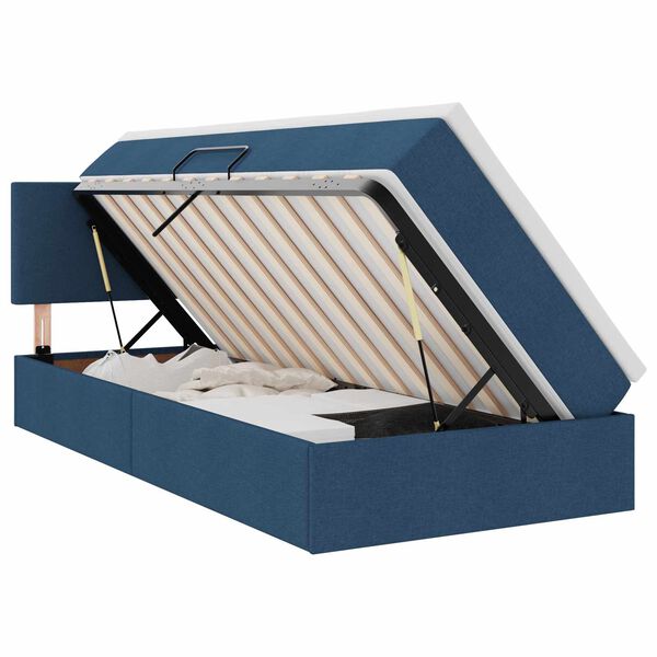 vidaXL Opbergbed met LED met matras met LED Blauw 100 x 200 cm Stof