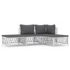 vidaXL 4-delige Loungeset met kussens staal wit