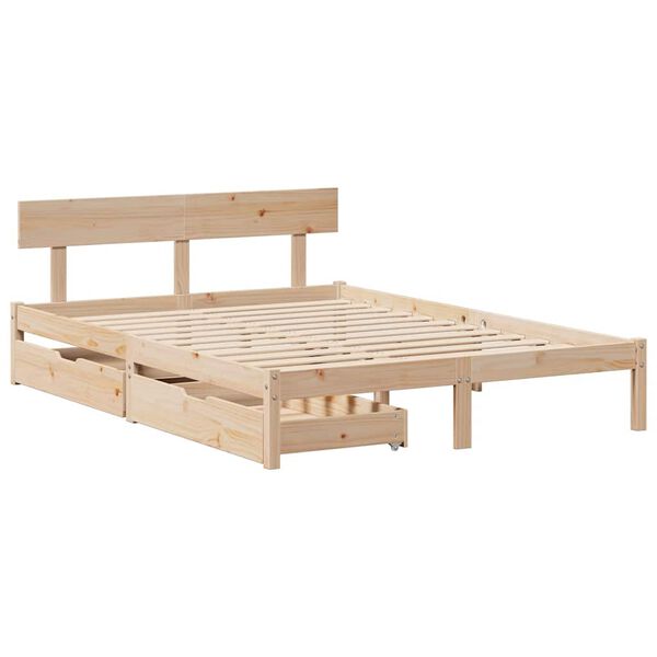 vidaXL Bedframe zonder matras massief grenenhout 140x190 cm