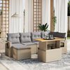 vidaXL 7-delige Loungeset met kussens poly rattan beige