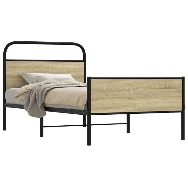 vidaXL Bedframe zonder matras bewerkt hout sonoma eikenkleur 100x190cm