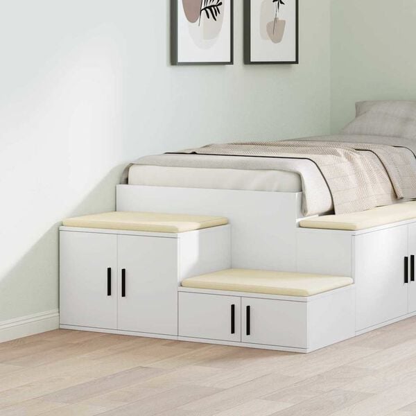 vidaXL Opbergkast 2 pcs Wit 103 x 41 x 40 cm Bewerkt hout