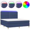 vidaXL Boxspring met matras en LED stof blauw 180x200 cm