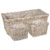 vidaXL Plantenmand met opslag GENDT 3 st Natuurlijk grijs Kubu Rattan