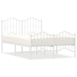 vidaXL Bedframe met hoofd- en voeteneinde&nbsp;metaal wit 120x200 cm