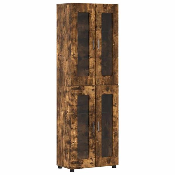 vidaXL Hoge kast FLORIN Gerookt eiken 60 x 35 x 182 cm Bewerkt hout