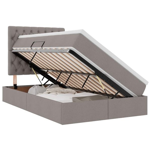 vidaXL Opbergbed met LED met matras Taupe 120 x 190 cm Polyester