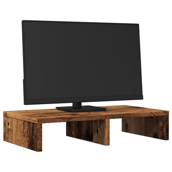 vidaXL Monitorstandaard 50x27x10 cm bewerkt hout oud houtkleurig