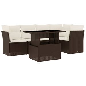 vidaXL 6-delige Loungeset met kussens poly rattan bruin