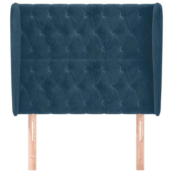 vidaXL Hoofdbord met randen 93x23x118/128 cm fluweel donkerblauw