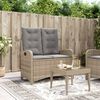 vidaXL Tuinbankje verstelbaar met kussens poly rattan beige