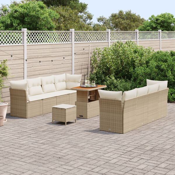 vidaXL Tuin Sofa Set met kussen 11 pcs Beige en Cr&egrave;me poly rattan