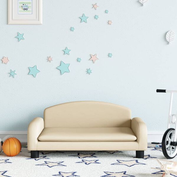 vidaXL Kinderbank 70x45x30 cm stof cr&egrave;mekleurig