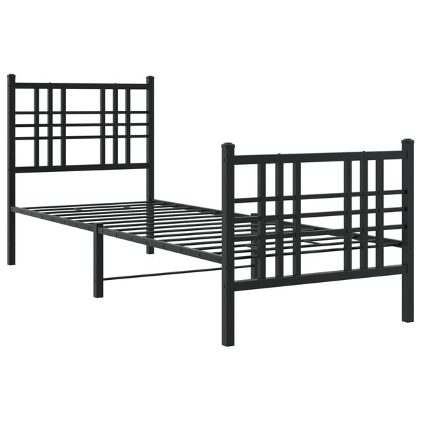 vidaXL Bedframe met hoofd- en voeteneinde metaal zwart 80x200 cm
