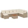 vidaXL 9-delige Loungeset met kussens poly rattan beige