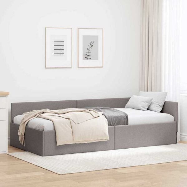 vidaXL Hoekbedframe met hoofdeinde Taupe 80 cm x 200 cm Fluweel