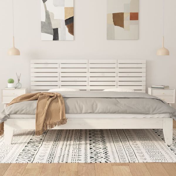 vidaXL Hoofdbord wandmontage 206x3x63 cm massief grenenhout wit