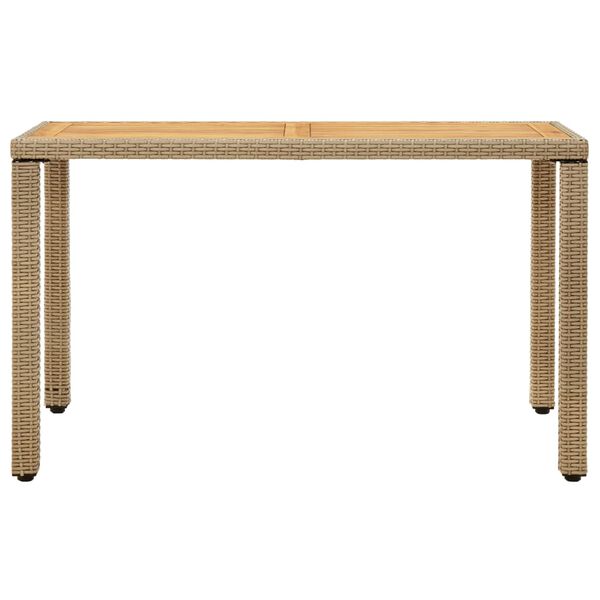 vidaXL Tuintafel 123x60x74 cm poly rattan en massief acaciahout beige