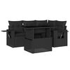 vidaXL 5-delige Loungeset met kussens poly rattan zwart