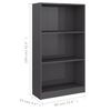 vidaXL Boekenkast 3 schappen 60x24x109 cm bewerkt hout hoogglans grijs