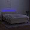 vidaXL Boxspring met matras en LED stof cr&egrave;mekleurig 140x190 cm