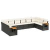 vidaXL 10-delige Loungeset met kussens poly rattan zwart