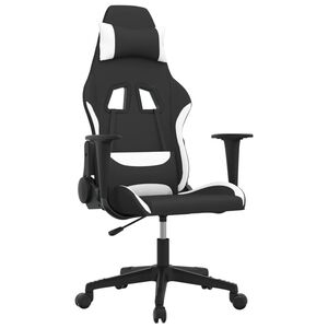 vidaXL Gamestoel stof zwart en wit