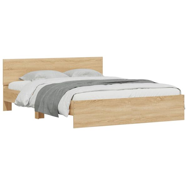 vidaXL Bedframe met hoofdeinde sonoma eikenkleurig 140x190 cm