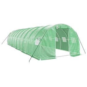 vidaXL Tuinkas met stalen frame 30 m&sup2; 10x3x2 m groen