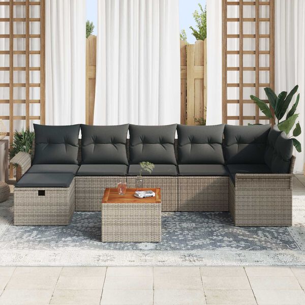 vidaXL Tuin Sofa Set 8 pcs Grijs poly rattan
