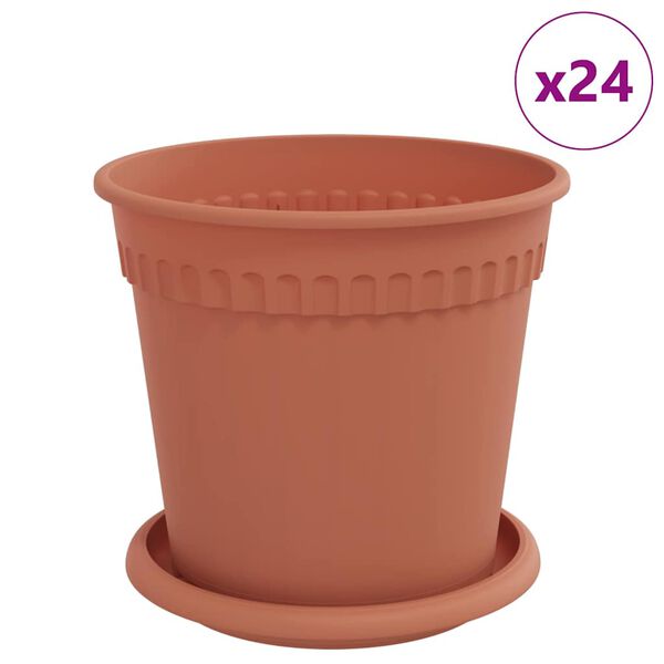 vidaXL Plantenpotten 24 pcs Baksteenrood &Oslash; 17 x 14 cm Kunststof